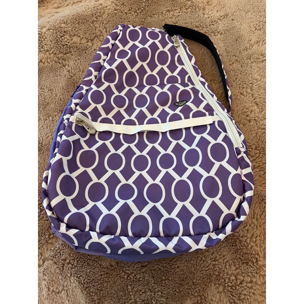 Glove It Women Purple White Geometric Lattice Golf Accessory Pouch Zippered Bag